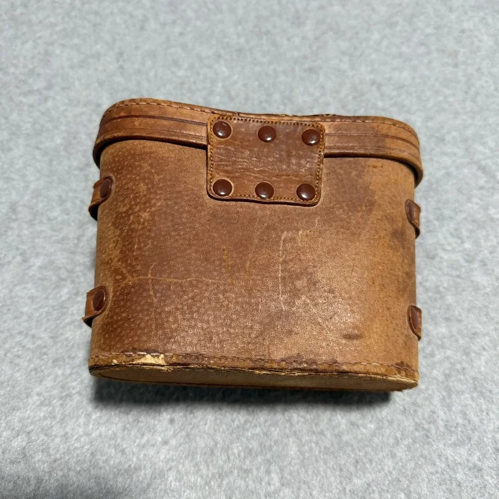 Vintage Binocular Prop Case Brown Leather Red Velvet Interior Flip Top Case Only